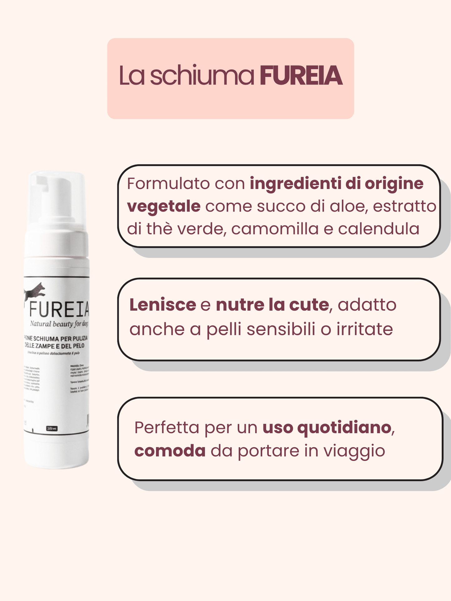 FUREIA FUREIABRAND FUREIAPRODUCT SCHIUMA ZAMPE SHAMPOONATURALE CANE DENTIFRICIONATURALE LAVANDA BERGAMOTTO ZAMPEEPELO PELO